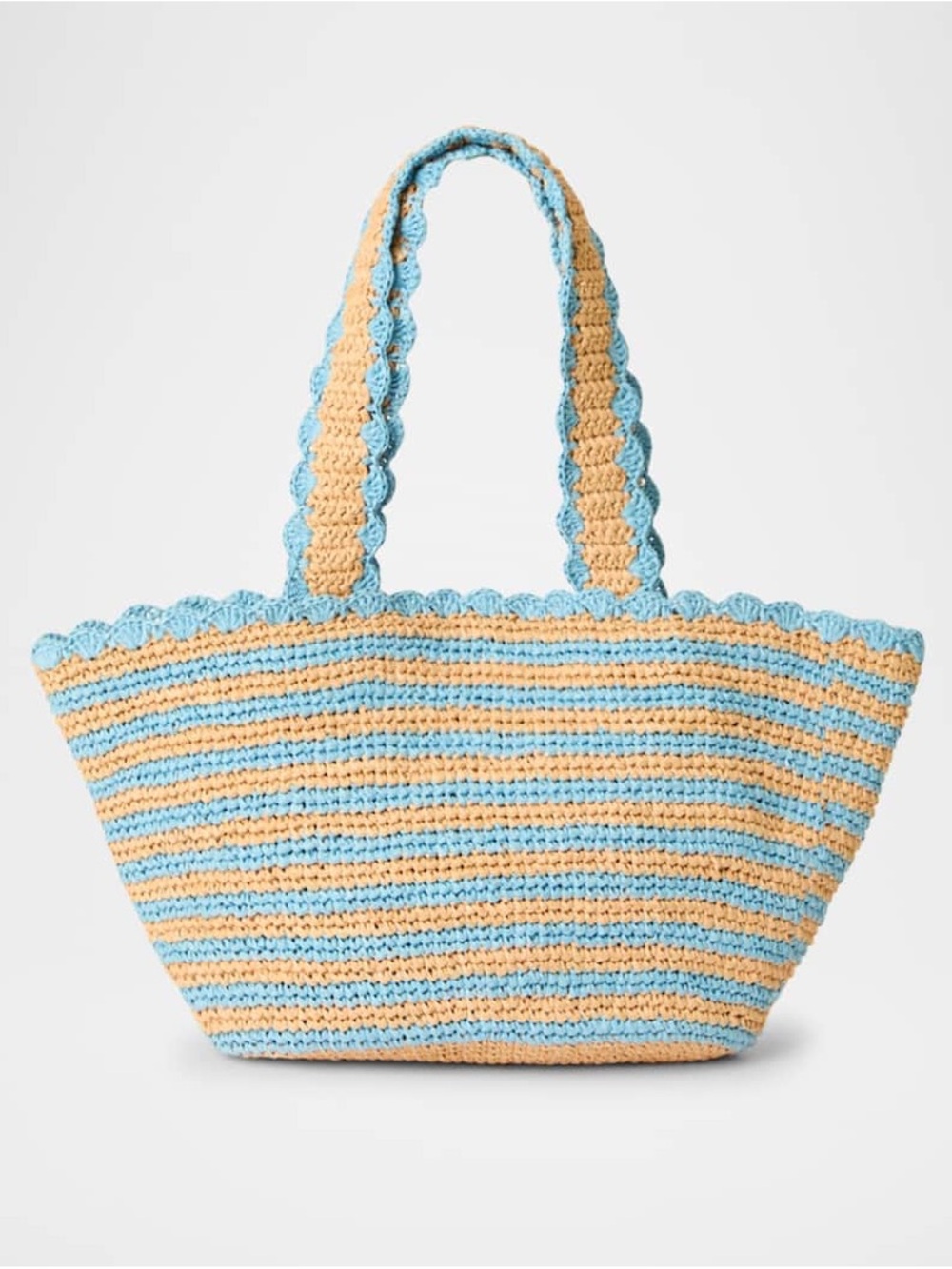 BTB Los Angeles Odesa Striped Small Straw Tote Bag